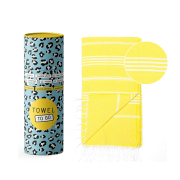 Towel to Go Capri Hammam Towel with Recycled Gift Box, Yellow