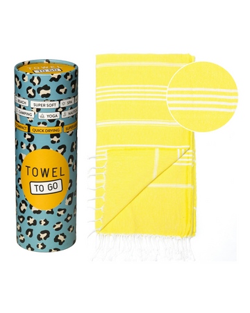 Towel to Go Capri Hammam Towel with Recycled Gift Box, Yellow