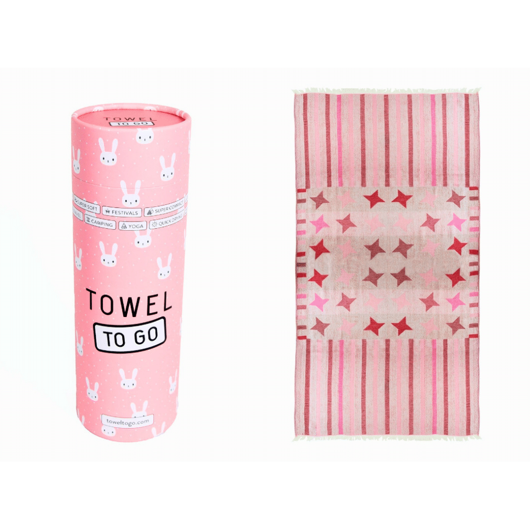 Kids Star Hammam Turkish Towel with Gift Box, Pink, Red