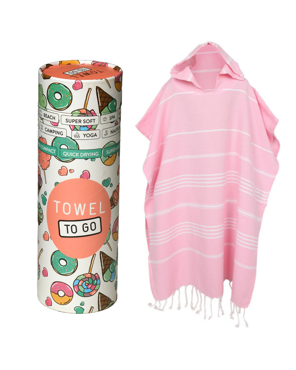 Ipanema Kids Poncho Towel with Recycled Gift Box, Pink