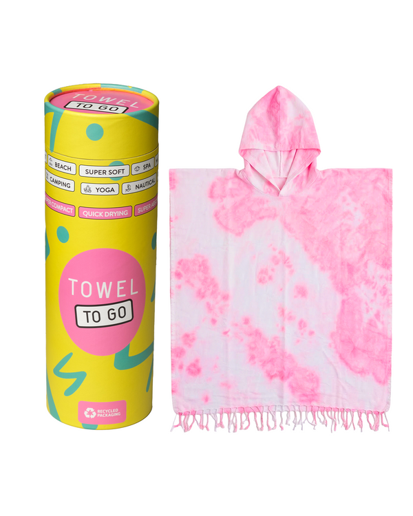 Laguna Neon Tie Dye Quick-Dry Beach Poncho with Gift Box – Electric Pink