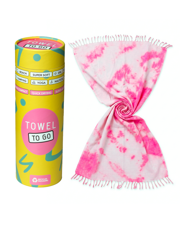 Laguna Neon Tie Dye Quick-Dry Beach Towel with Gift Box – Electric Pink