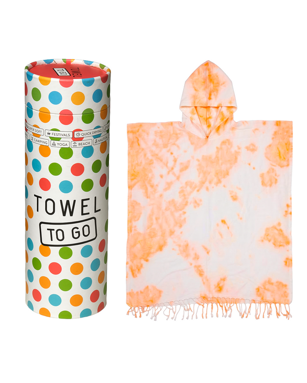 Laguna Neon Tie Dye Quick-Dry Beach Poncho with Gift Box – Sunset Tangerine