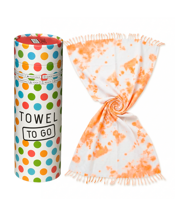 Laguna Neon Tie Dye Quick-Dry Beach Towel with Gift Box – Sunset Tangerine