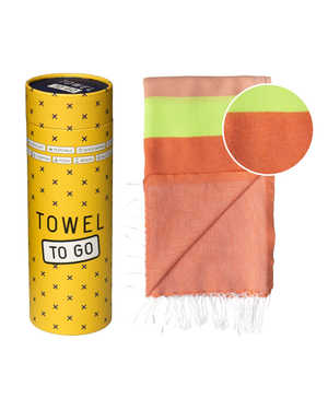 Towel to Go Neon in Pink and Red quick-dry beach towel.