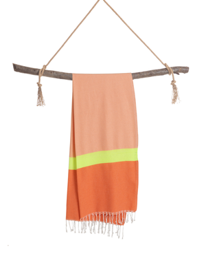 Towel to Go Neon in Pink and Red quick-dry beach towel.