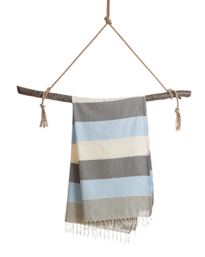 Towel to Go Palermo in Blue and Black quick-dry beach towel.