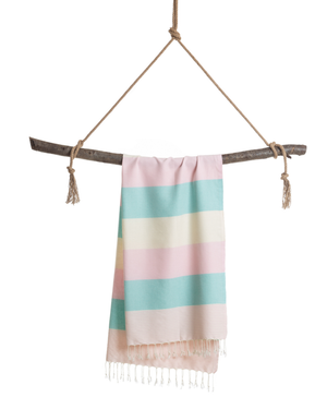 Towel to Go Palermo in Mint and Pink quick-dry beach towel.