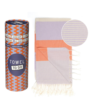 Towel to Go Palermo in Orange and Purple quick-dry beach towel.