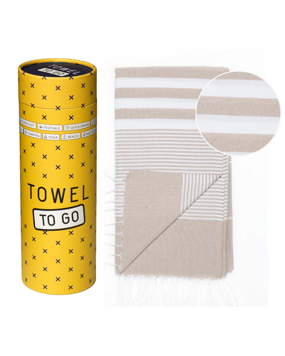 Towel to Go Malibu in Beige quick-dry beach towel.