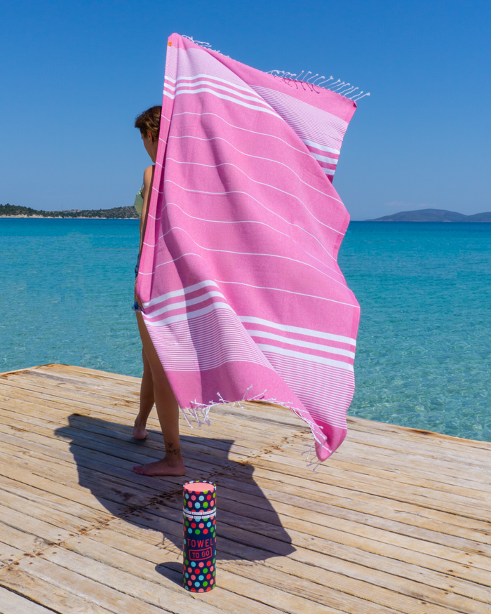 Hamamtuch Malibu Fuchsia – Saunatuch & Strandtuch – OEKO-TEX®