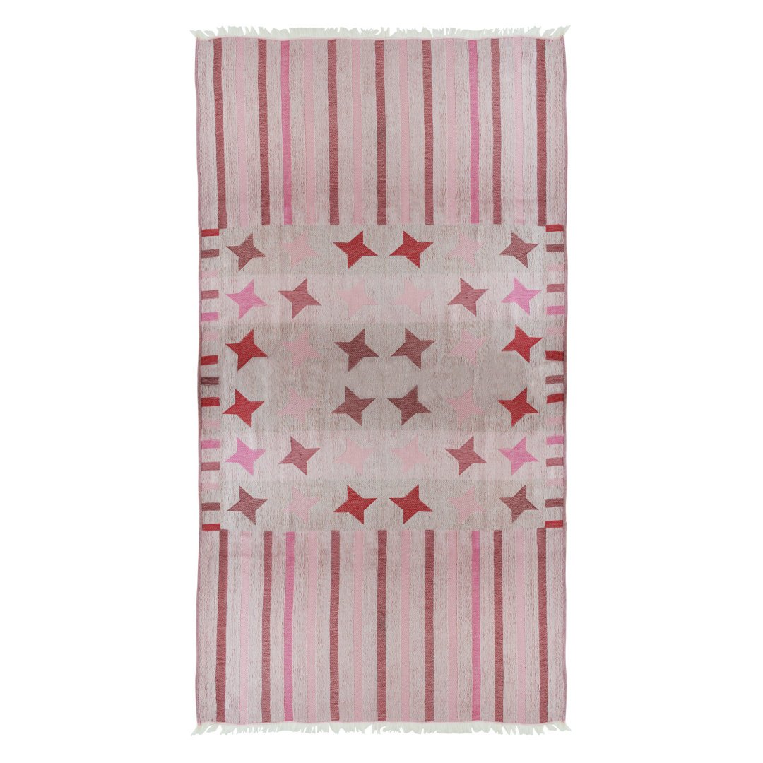 Kids Star Hammam Turkish Towel with Gift Box, Pink, Red