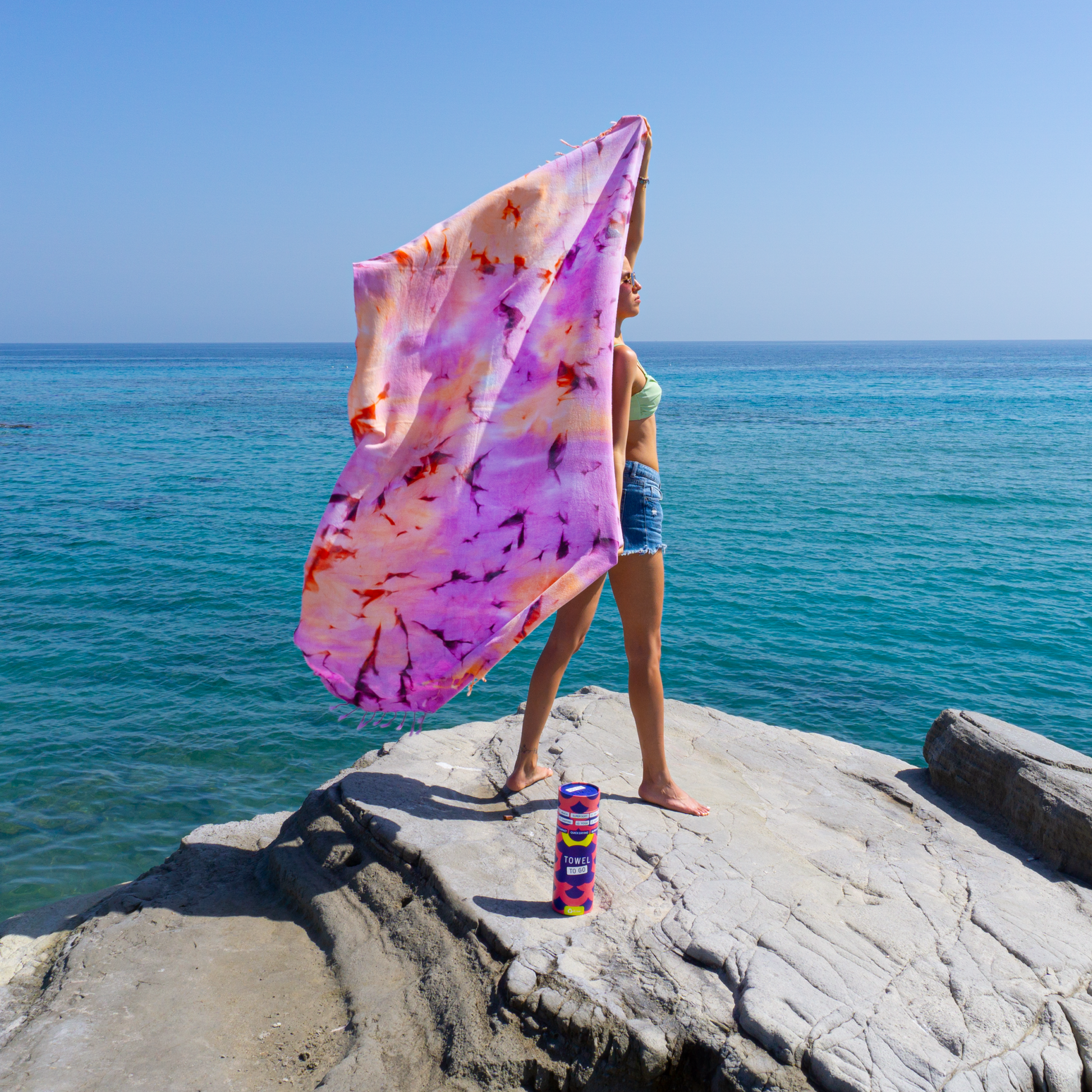 Towel to Go Tie Dye Beach Towel Purple Orange