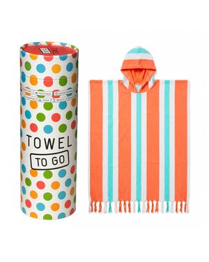 Towel to Go Hooded Cotton Beach Poncho Orange and Mint from the Coral Coast collection presented in a premium gift box.