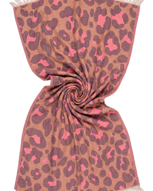 Towel to Go Quick Dry Cotton Towel in Camel and Rose from the Neon Safari Collection.