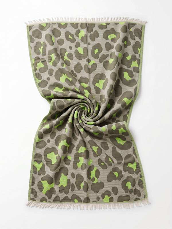Towel to Go Quick Dry Cotton Towel in Grey and Lime from the Neon Safari Collection.