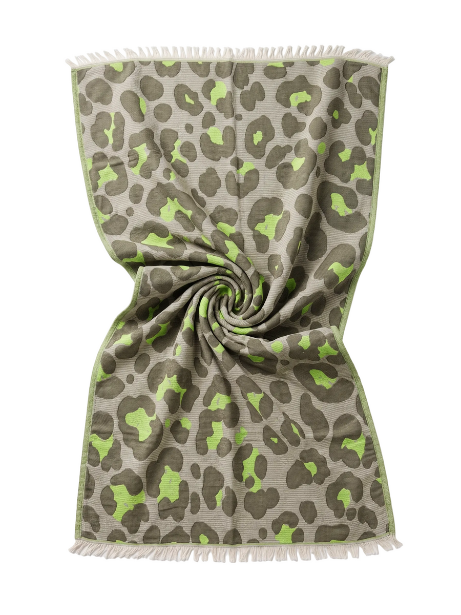 Towel to Go Quick Dry Cotton Towel in Grey and Lime from the Neon Safari Collection.