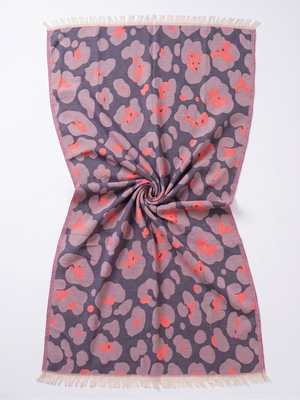 Towel to Go Quick Dry Cotton Towel in Lavender and Coral from the Neon Safari Collection.