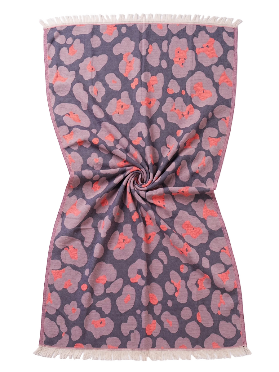 Towel to Go Quick Dry Cotton Towel in Lavender and Coral from the Neon Safari Collection.