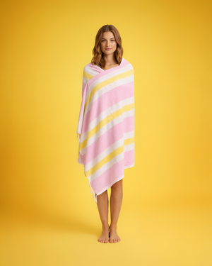 Towel to Go Quick Dry Cotton Towel in Rose and Sunset from the Coral Coast Collection.