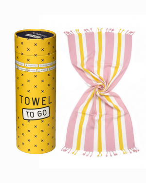 Towel to Go Quick Dry Cotton Towel Rose and Sunset from the Coral Coast collection presented in a premium gift box.