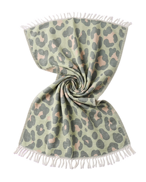 Towel to Go Quick Dry Cotton Towel in Sage and Blush from the Neon Safari Collection.
