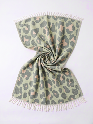 Towel to Go Quick Dry Cotton Towel in Sage and Blush from the Neon Safari Collection.